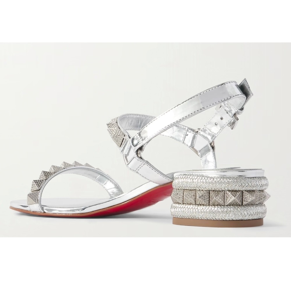 Christian Louboutin Women's Pyrasand 30 studded mirrored leather sandals EU 37.5 - Picture 4 of 16